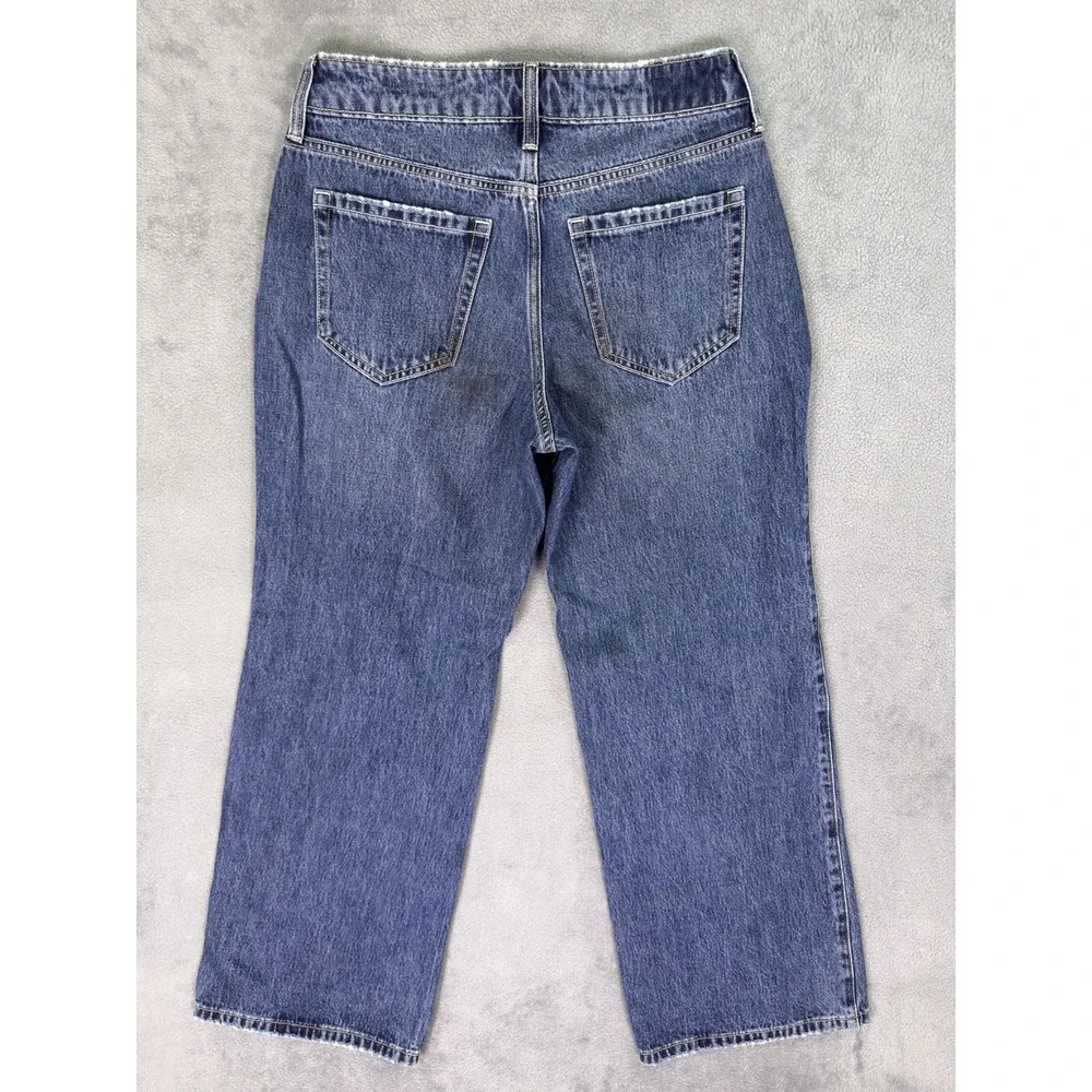 Hollister Jeans Womens 4 Short Blue Medium Wash Curvy Mid Rise Baggy Wide Leg